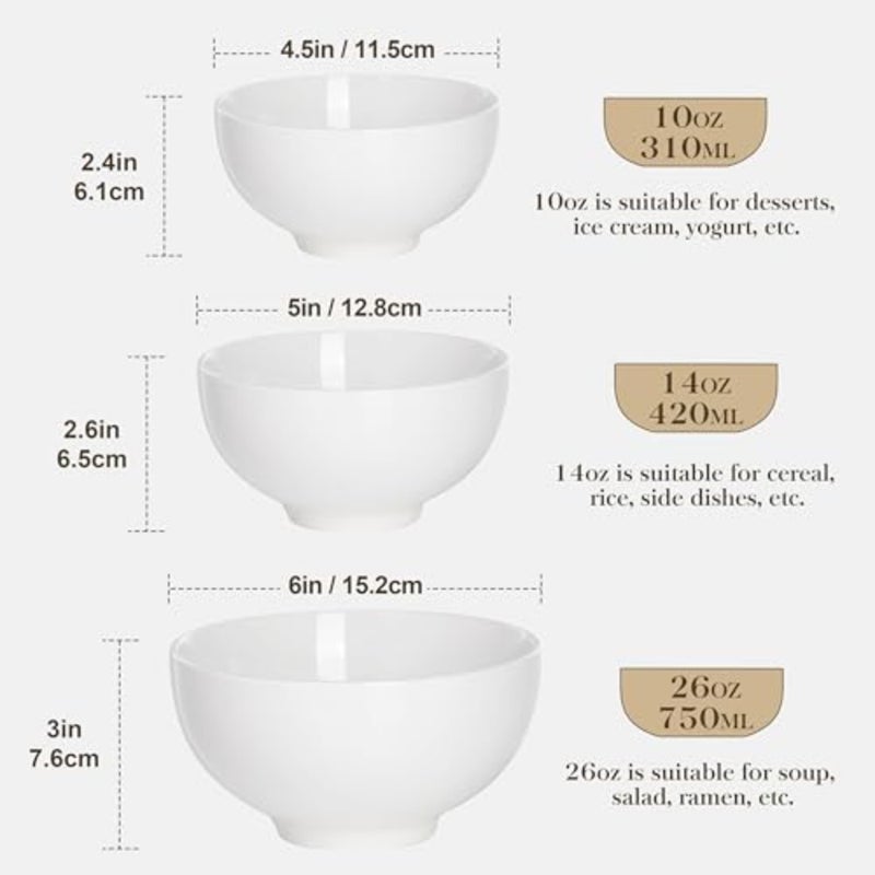 Regular Series Set of 8 Ceramic Bowls Cereal Bowls Soup Rice Tapas Sauce Aperitif Porcelain 11.8 x 11.8 x 6 cm Ice Cream Bowl, Mini Soup Bowl, Snack Bowl, Dessert Bowl for Miso Soup, Dips and Snacks, 11.5 x 11.5 x 6.1 cm - Image 4