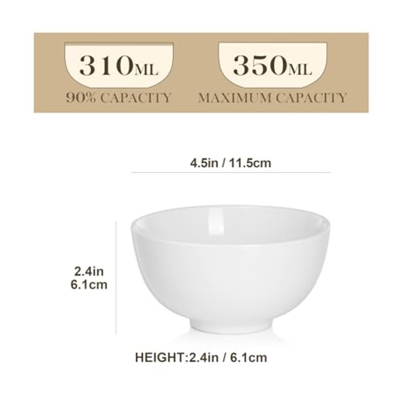 Regular Series Set of 8 Ceramic Bowls Cereal Bowls Soup Rice Tapas Sauce Aperitif Porcelain 11.8 x 11.8 x 6 cm Ice Cream Bowl, Mini Soup Bowl, Snack Bowl, Dessert Bowl for Miso Soup, Dips and Snacks, 11.5 x 11.5 x 6.1 cm - Image 2