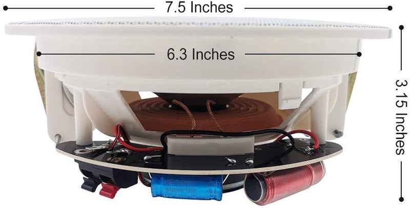 Herdio 300 Watts 6.5 Inches Ceiling Bluetooth Speakers For Office,Kitchen,Living Room,Bathroom,7.6 Inch Cutout Diameter(1 Pair) - Image 3