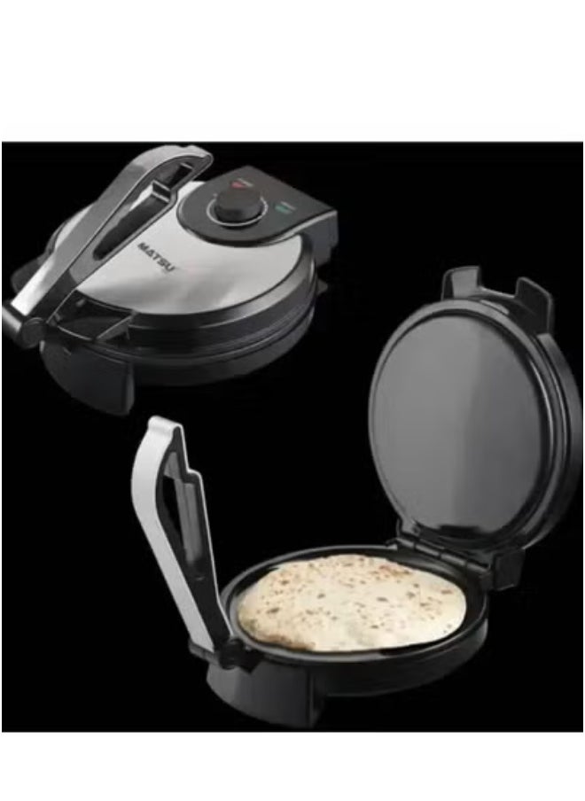 Generic 10-Inch Electric Roti Maker – 1200W Non-Stick Chapati and Flatbread Press with Durable Stainless Steel Body, Adjustable Temperature Control, Dual Indicator Lights, Safety Lock, Easy-Clean Non-Stick Plates, Instruction Manual Included – 220-240V Kitchen Appliance – Black  - Image 2