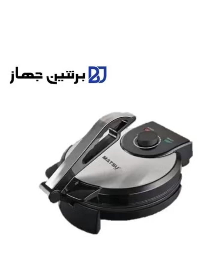 Generic 10-Inch Electric Roti Maker – 1200W Non-Stick Chapati and Flatbread Press with Durable Stainless Steel Body, Adjustable Temperature Control, Dual Indicator Lights, Safety Lock, Easy-Clean Non-Stick Plates, Instruction Manual Included – 220-240V Kitchen Appliance – Black  - Image 5