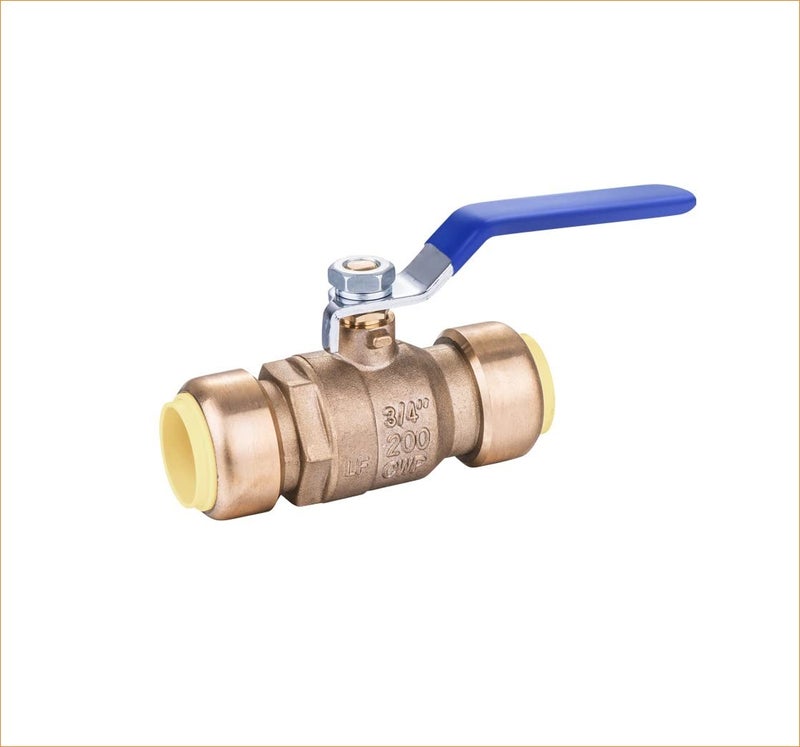 EZ-Fluid 1/2" Push Fit Ball Valve Heavy Duty LF Brass Full Port Water Stop Shut Off Valve, Push to Connect PE-RT, CPVC, Copper,Pex Tubing,Quarter Turn (1-Pack) - Image 5