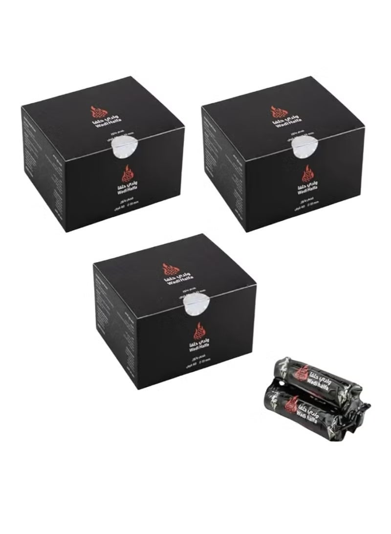 Wadi halfa 3 packs of Wadi Halfa black incense charcoal, round, standard size, fast-lighting, 33 mm. The box contains 60 tablets. - Image 1