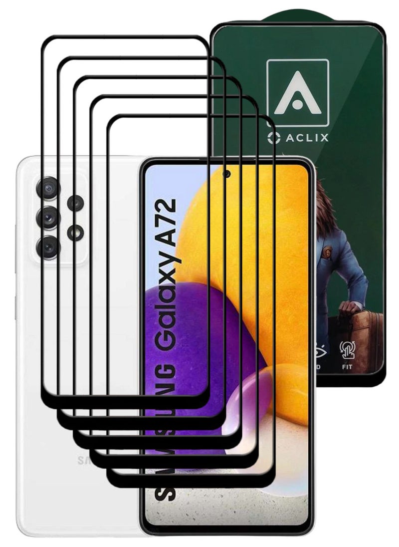 ACLIX 5 Pieces Antistatic ESD Dustproof Premium Quality High Definition Tempered Glass Screen Protector Designed For Samsung Galaxy A72 - Image 1