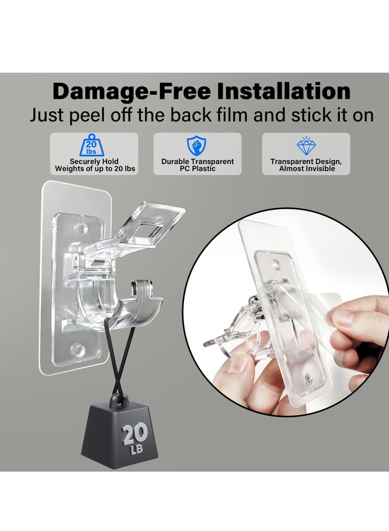 RAHAYM 4-Pack No Drill Needed Curtain Rod Holders Brackets, Self Adhesive Rod Holder Hooks, Multipurpose Nail Free Stick on Curtain Rod Hooks - Image 3