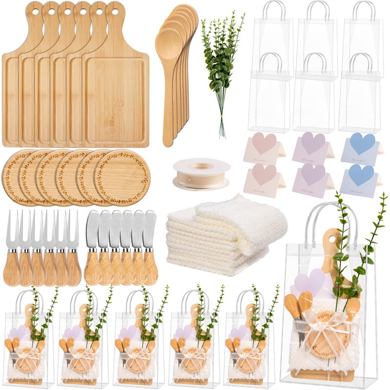 Lengba Baby Shower Prizes for Game Winnersï¼Œ6 Sets Bamboo Cheese Board Gift Setsï¼ˆ12.9 x 5.6 inï¼‰ - 61 PCS Party Favors with Thank You Card for Guests, Wedding Bridal Shower Gifts, Housewarming Party Favors. - Image 1