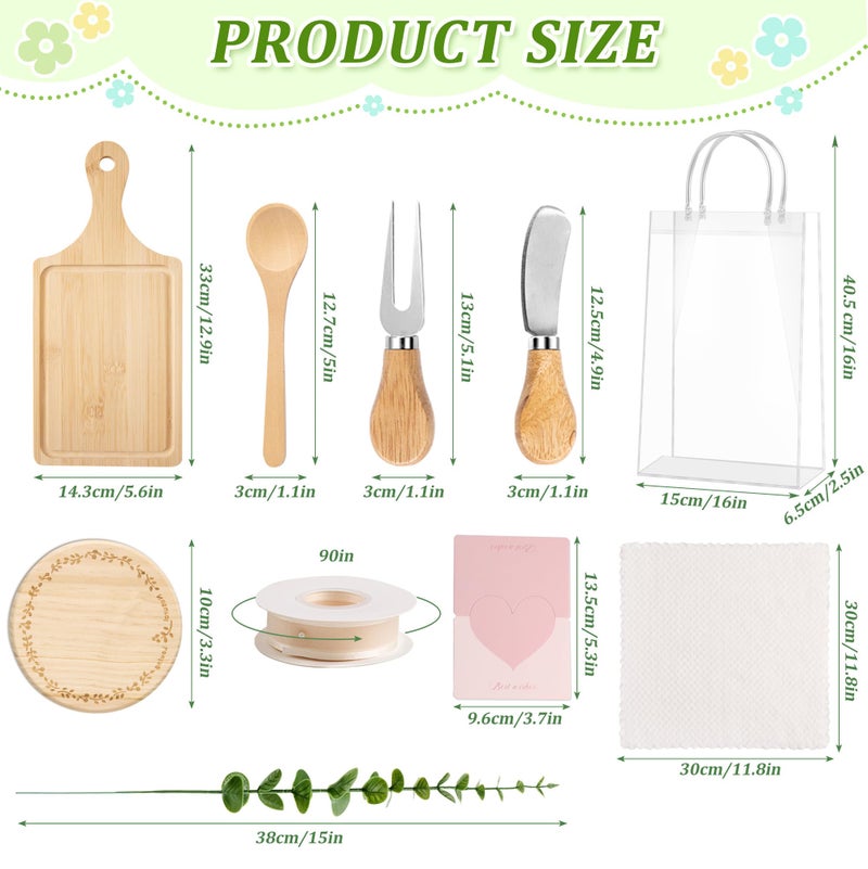 Lengba Baby Shower Prizes for Game Winnersï¼Œ6 Sets Bamboo Cheese Board Gift Setsï¼ˆ12.9 x 5.6 inï¼‰ - 61 PCS Party Favors with Thank You Card for Guests, Wedding Bridal Shower Gifts, Housewarming Party Favors. - Image 2