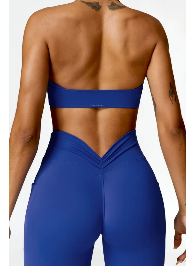 KAWN.YOGA Womens Open Back Sports Bra - Padded Low Impact Workout Yoga Bra with Removable Built in Bra
