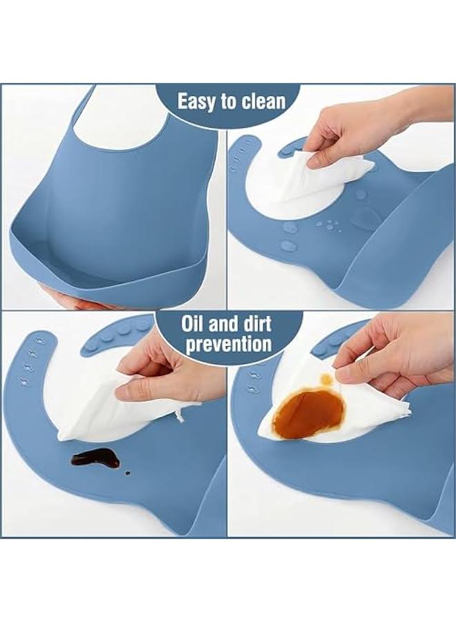 هوكور مجموعة اطعام الاطفال من تراسل، 8 قطع من لوازم الفطام LED من السيليكون تتضمن كوب وطبق اطفال ووعاء ومريلة قابلة للتعديل وكوب وملعقة وشوكة، مجموعة ادوات فطام للاطفال خالية من BPA لعمر 6 اشهر فما فوق - Image 5