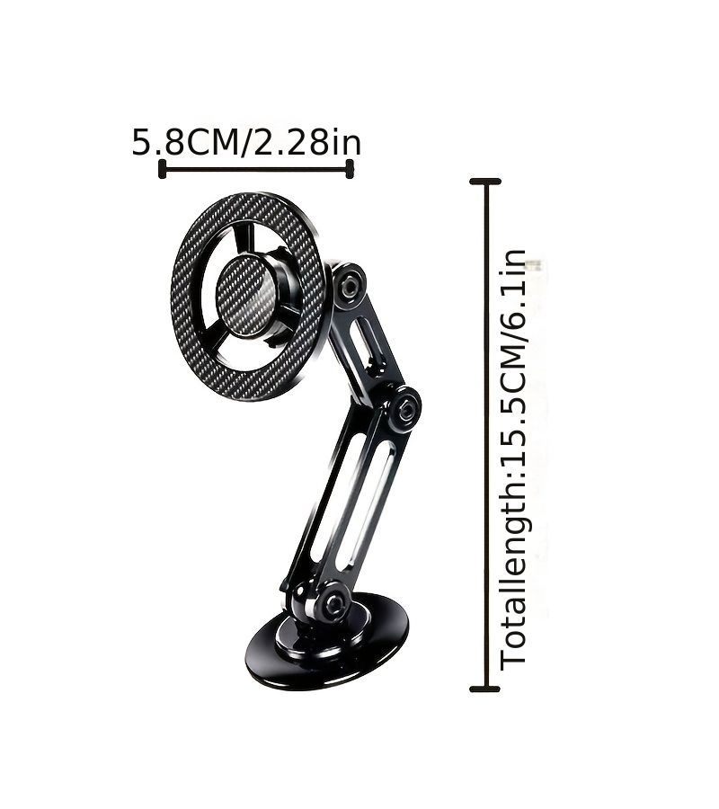 Black Aluminum Alloy Car Magnetic Phone Holder Adjustable Angle - Image 2