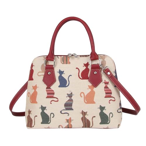 Signare Tapestry Hand Shoulder Bag Cross Body Purses Handbag Satchel Bag for Women In Pet Cat Design | CONV-CHEKY - Image 1