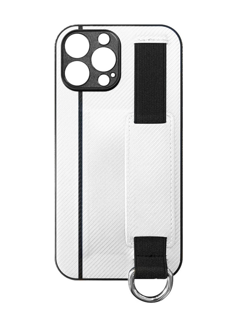 CATANES iPhone 13 Pro Case Cover with Hand Strap Finger Grip Loop and Card Holder Slot White  - Image 3