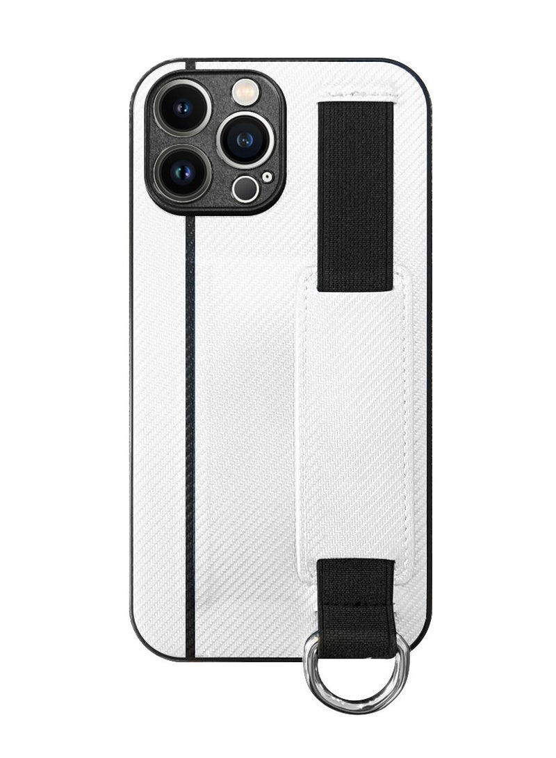 CATANES iPhone 13 Pro Case Cover with Hand Strap Finger Grip Loop and Card Holder Slot White  - Image 2