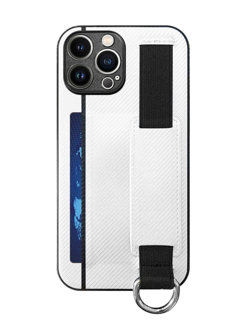 CATANES iPhone 13 Pro Case Cover with Hand Strap Finger Grip Loop and Card Holder Slot White  - Image 4