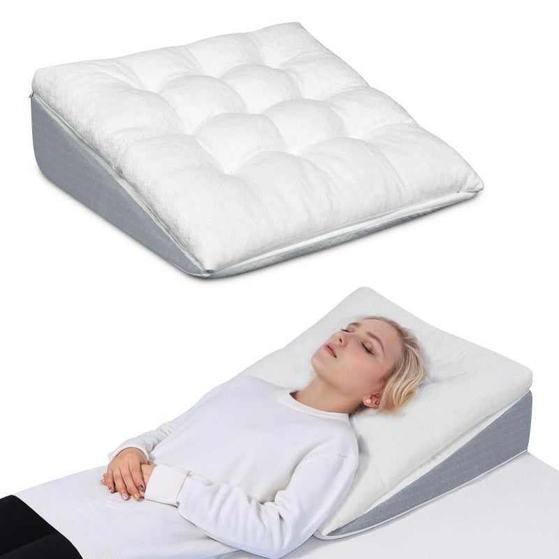 TANYOO Bed Wedge Pillow for Sleep Apnea 7.5Inch Gerd Pillow Patent Dual Layer Triangle Pillow Adjustable Shredded Memory Foam Topper Soft Support Ideal for Acid Reflux, After Surgery, Snoring - Image 1