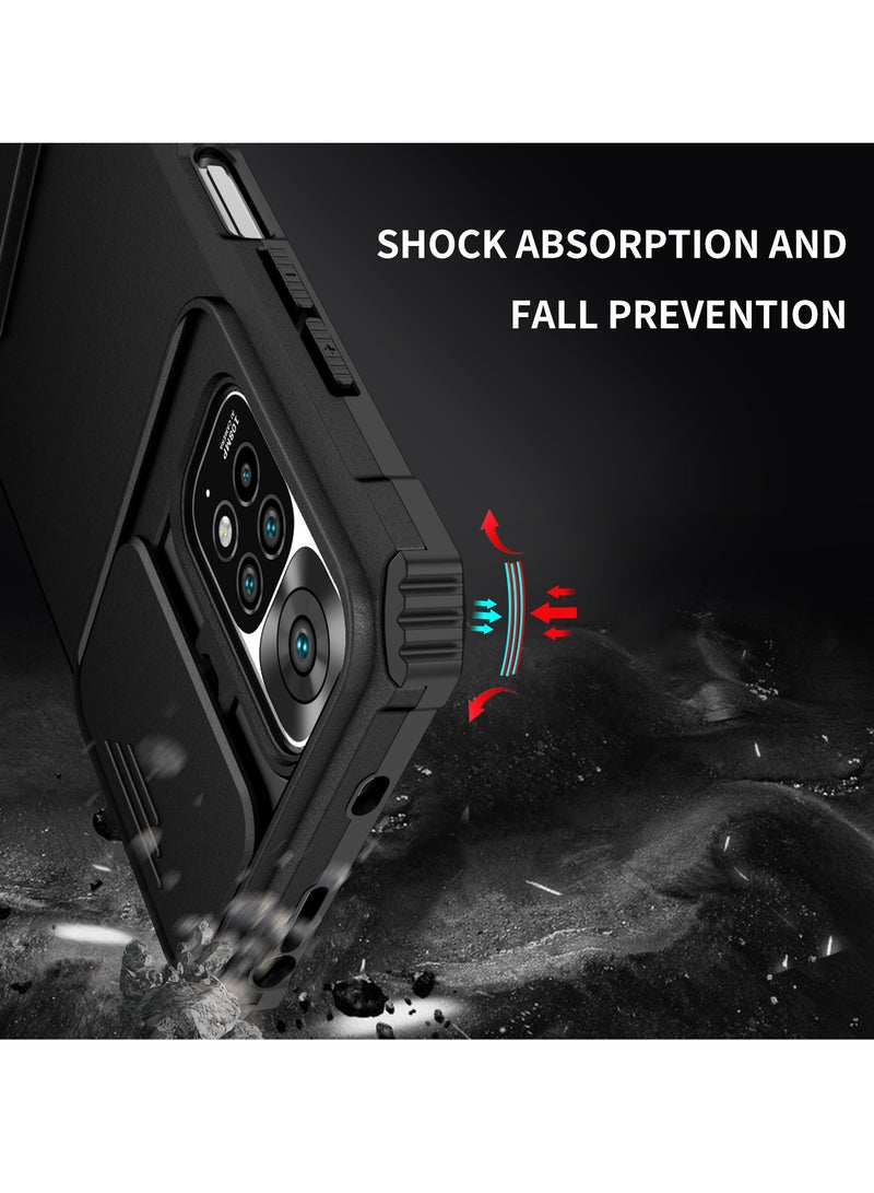 Xiaomi Redmi Note 11/11S (4G/5G) Black Mobile Phone Case Cover, Innovative Telescopic Bracket, Sliding Protection Camera Window, Bumper Shockproof Phone Back Cover  - Image 4