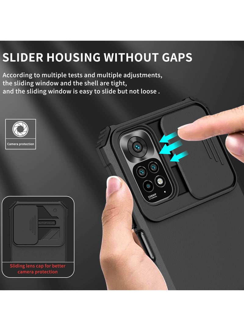 Xiaomi Redmi Note 11/11S (4G/5G) Black Mobile Phone Case Cover, Innovative Telescopic Bracket, Sliding Protection Camera Window, Bumper Shockproof Phone Back Cover  - Image 5