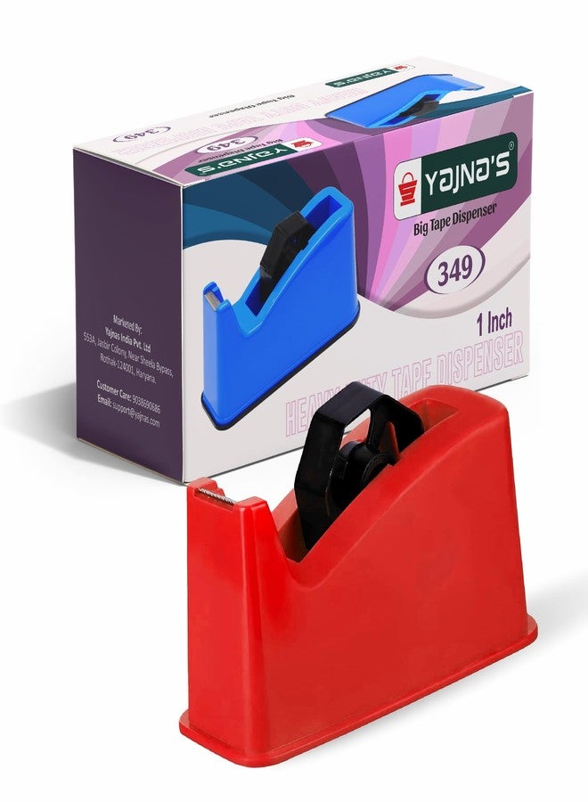 YAJNAS Tape Dispenser for Packing, Heavy Weight and Anti-Skid 1 inch Cello Tape Dispenser for Home, Office, School Use (Random Color) - Image 1