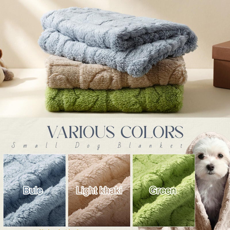 Tegeme 3 Pcs Small Dog Blanket 280 GSM Washable Pet Bed Cover Soft Fluffy Puppy Blanket 3D Textured Heart Checkered Pattern Fleece Soft Cat Plush Pet Throws for Kitten Doggy(Vibrant Colors,20"Ã—30") - Image 3