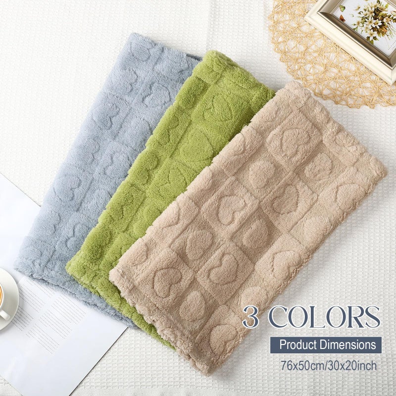 Tegeme 3 Pcs Small Dog Blanket 280 GSM Washable Pet Bed Cover Soft Fluffy Puppy Blanket 3D Textured Heart Checkered Pattern Fleece Soft Cat Plush Pet Throws for Kitten Doggy(Vibrant Colors,20"Ã—30") - Image 4