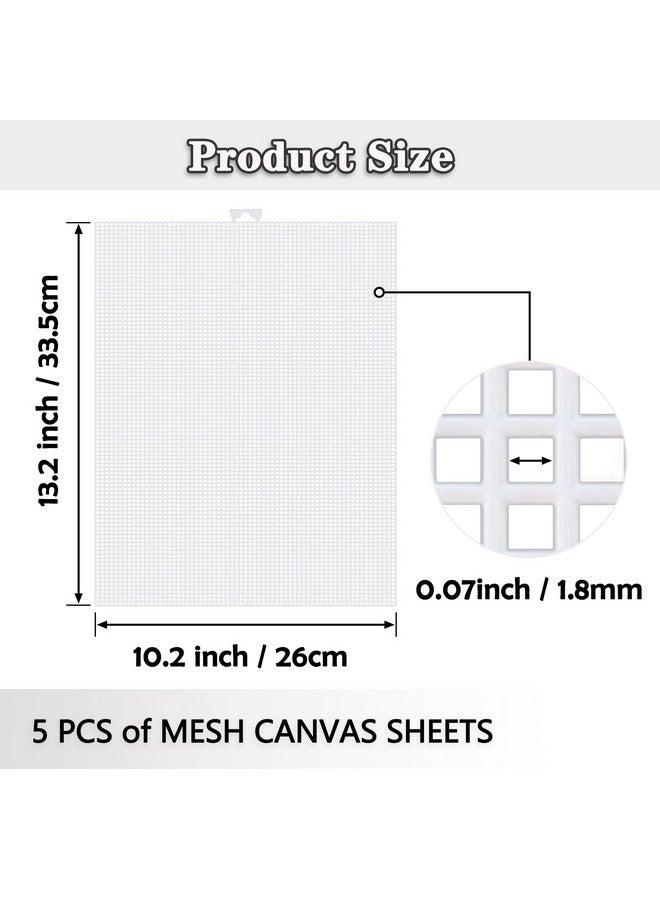 PUSNMI Plastic Mesh Canvas Sheets, 5 Pieces 7 Count Mesh Canvas Sheets For Embroidery Making Cross Stitch Aida Mesh Screen For Diy Crafts, Acrylic Yarn Crafting Knit Crochet Projects (10.2 X 13.2 Inch) - Image 2