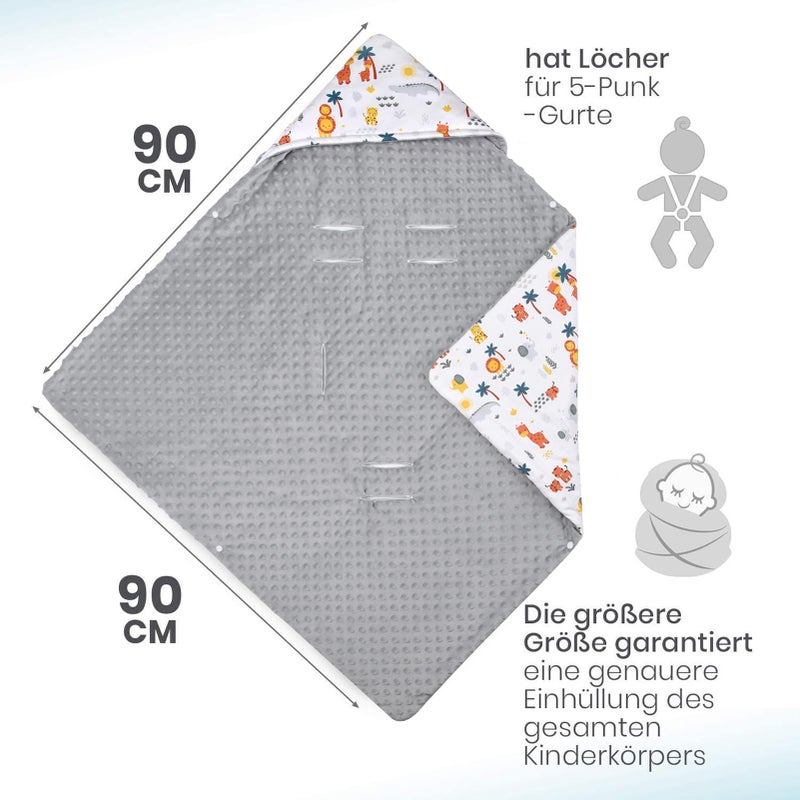 Bebamour Baby Car Seat Blanket Footmuff Universal Baby Blanket for Newborn Baby Swaddle Blanket, Animal - Image 2