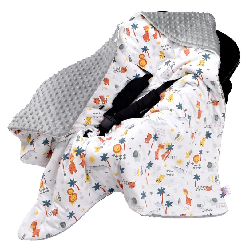 Bebamour Baby Car Seat Blanket Footmuff Universal Baby Blanket for Newborn Baby Swaddle Blanket, Animal - Image 1