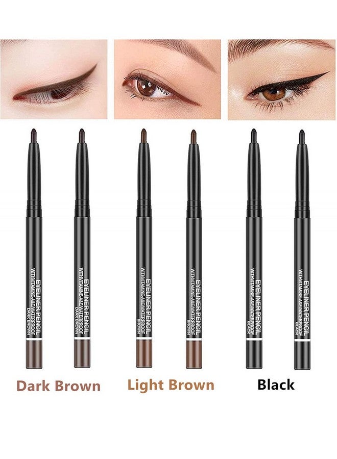Go Ho Black,Light Brown,Dark Brown Eyeliner Pencils,6 Pack Gel Eye Liner Makeup Pencil,High Pigment Smooth Eyeliner Stick,Soft Easy To Color Eye Liner Pen - Image 3