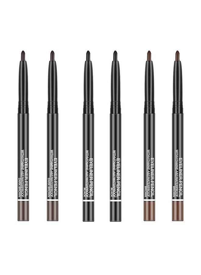 Go Ho Black,Light Brown,Dark Brown Eyeliner Pencils,6 Pack Gel Eye Liner Makeup Pencil,High Pigment Smooth Eyeliner Stick,Soft Easy To Color Eye Liner Pen - Image 2