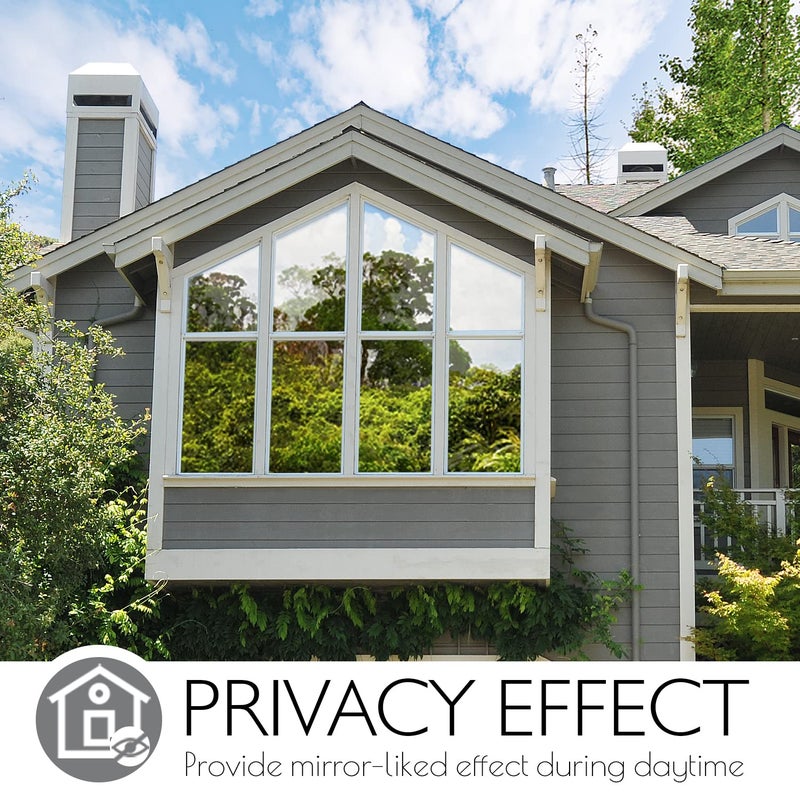 HIDBEA One Way Mirror Window Privacy Film Daytime, Heat Control Sun Blocking, Reflective Window Tint for Home Non-Adhesive Self Static Cling Window Sticker (Blue-Silver, 35.4 Inch x 16.4 Feet) - Image 2