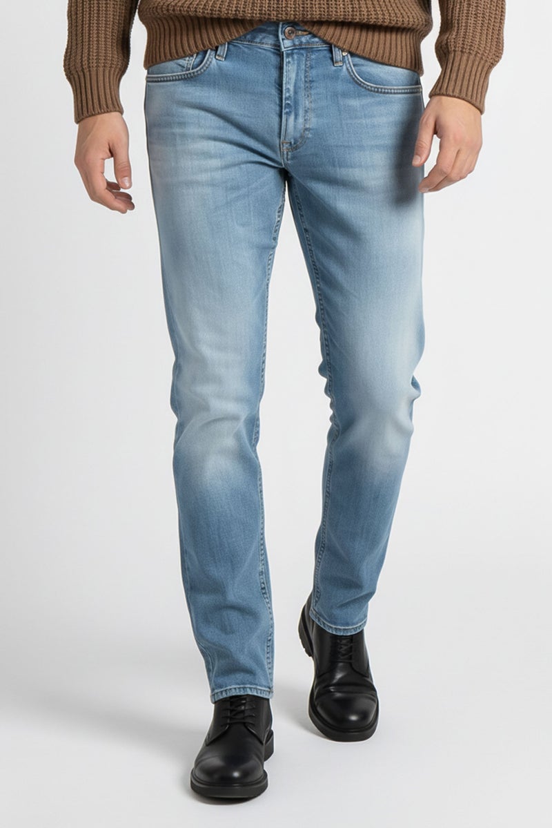 Replay Men Slim Fit Washed Stretchable Denim Jeans, Light Blue - Image 1