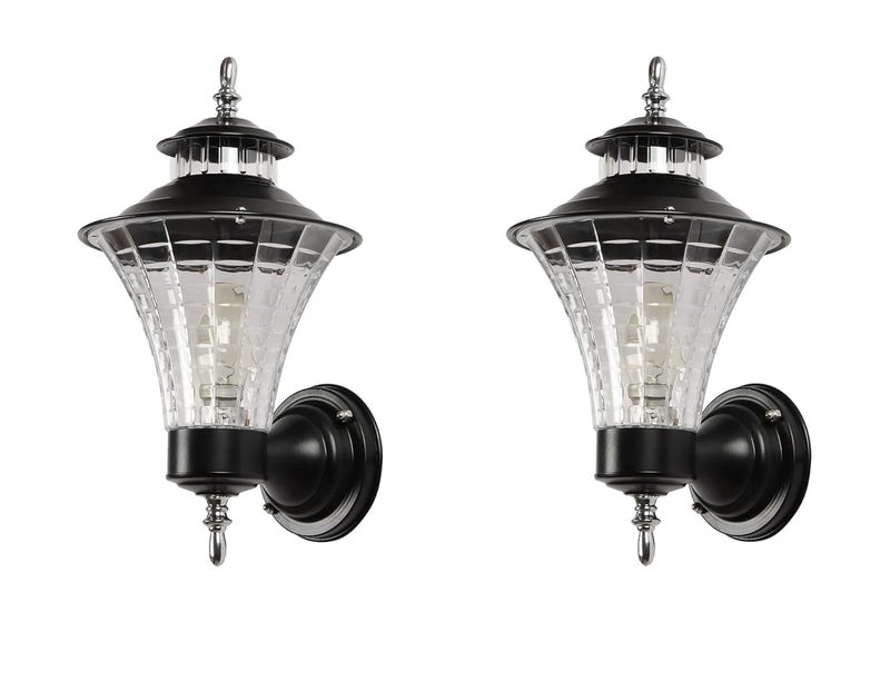 SVDK Round Outdoor Wall Light in Black for Home and Garden Decoration Bulb Not Included Pair 2 - Image 1