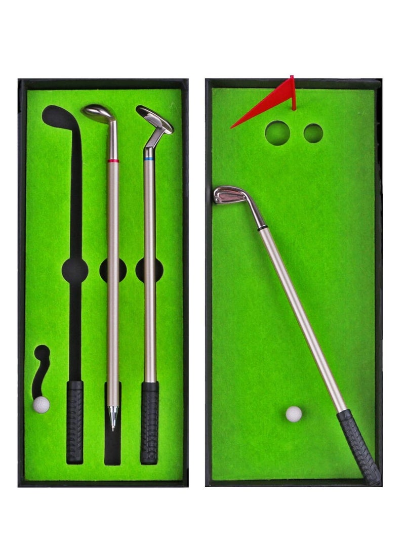 ميكسد مجموعة هدايا غولف جولف جولف مجموعة سطح المكتب هدية هدية هدية 3 نادي غولف ، مع زميله في طاولة طاولة المكتب لاعب الجولف المضحك - Image 1