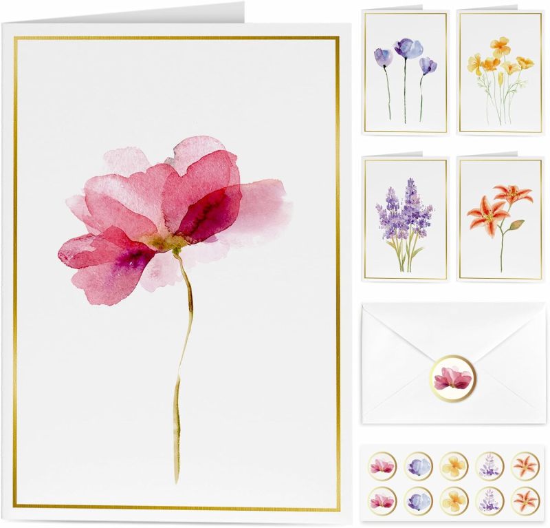 Blank Greeting Cards 30-Pack 4" X 6" 300gsm Cardstock - Sturdy Premium Quality Floral Note Cards with Matching Envelopes for All Occasions - Image 1
