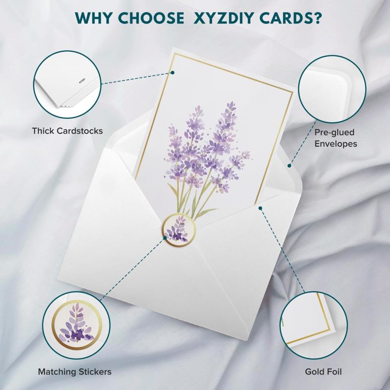 Blank Greeting Cards 30-Pack 4" X 6" 300gsm Cardstock - Sturdy Premium Quality Floral Note Cards with Matching Envelopes for All Occasions - Image 5