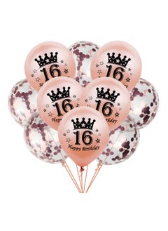 Brain Giggles BrainGiggles 16th Birthday Decoration - Happy Birthday Balloon set of 10 - Rose Gold  - Image 1