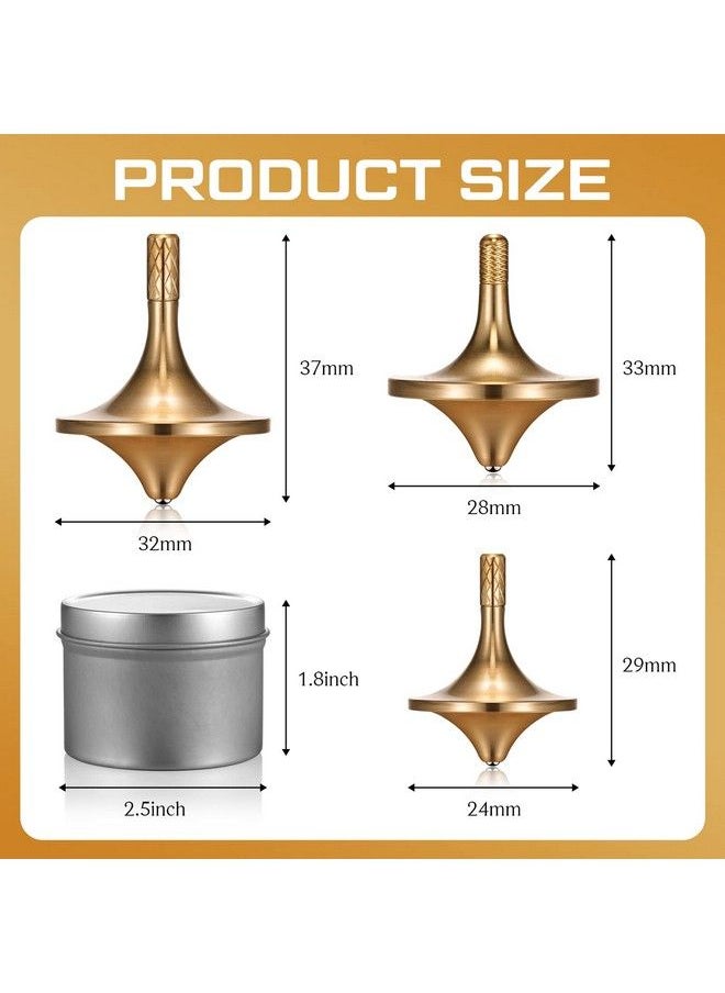 Hanaive - 3 Pcs Metal Fidget Spinners For Adults Brass Spinner Top Precision Gyroscope Desk Fidget Toy For Teens Kill Time Rotate Long Time Over 5 Minutes 3 Sizes S M L - Image 1