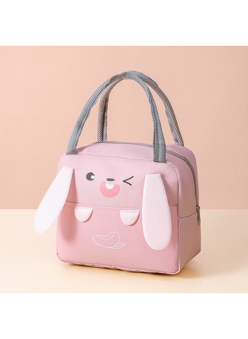 Generic Insulated Canvas Lunch Bag Thermal Foil Waterproof Large Capacity Pink 