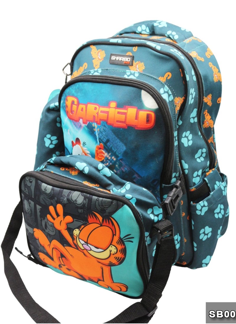 Gharibo Bags School backpack with lunch bag Size 17 model 32 Garfield  - Image 4