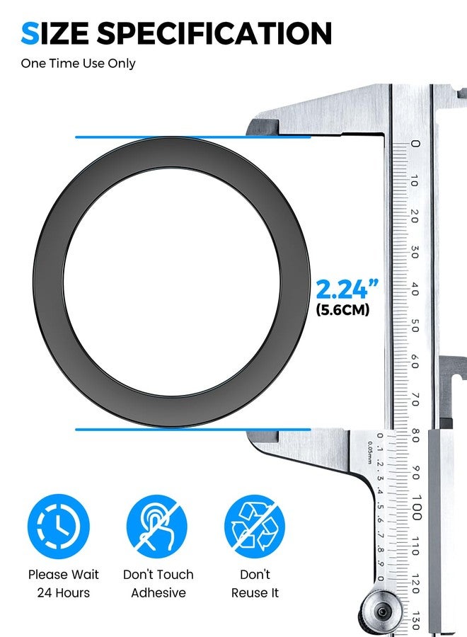 eSamcore for Magsafe Rings [0.4mm], 4 PCS Metal Ring Sticker for Magsafe Magnetic Wireless Charging [Diameter: 57mm] Compatible with All Non-MagSafe Cell Phones - Image 5