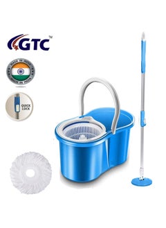 GTC GTC® 360° Spin Mop Rotating Pole & Bucket No Foot Pedal with 2 Microfiber Heads  - Image 2