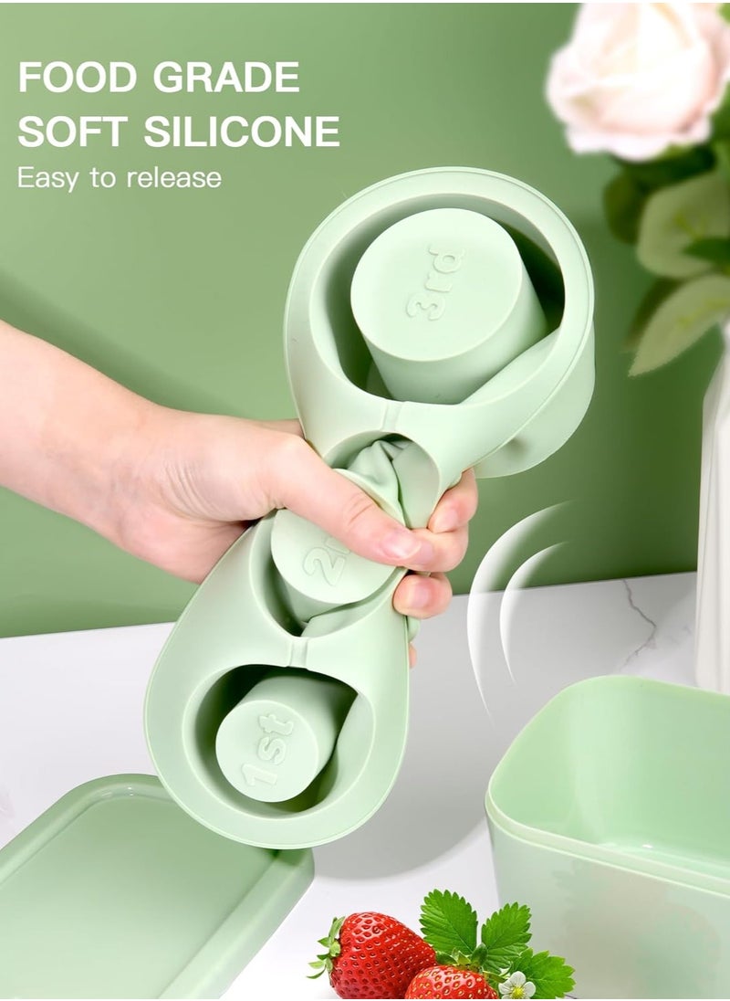 Generic - Ice Cube Tray for 30oz - 40oz Glasses, 3 Pieces Silicone Cylindrical Ice Molds with Lid and Ice Box for Refrigerator, Easy Fill and Release Ice Maker for Whiskey, Cocktails, BPA Free (Green) - Image 1