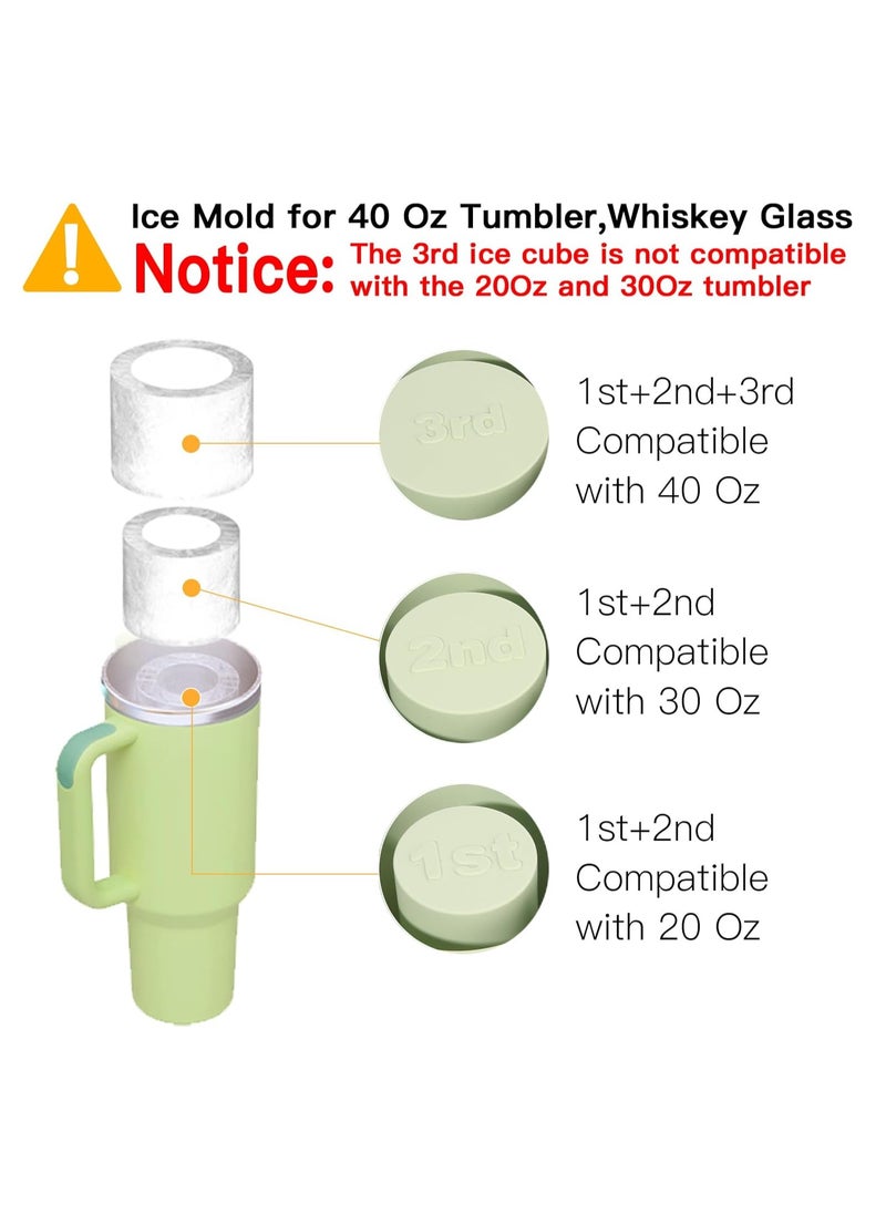Generic - Ice Cube Tray for 30oz - 40oz Glasses, 3 Pieces Silicone Cylindrical Ice Molds with Lid and Ice Box for Refrigerator, Easy Fill and Release Ice Maker for Whiskey, Cocktails, BPA Free (Green) - Image 1