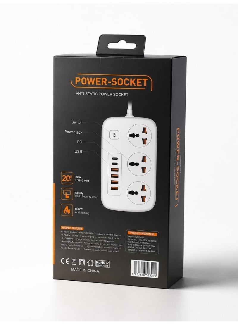 777 Power Socket 3451 – 2500W – 20W USB-C – Child Safety – Flame Retardant – Safe - Image 3