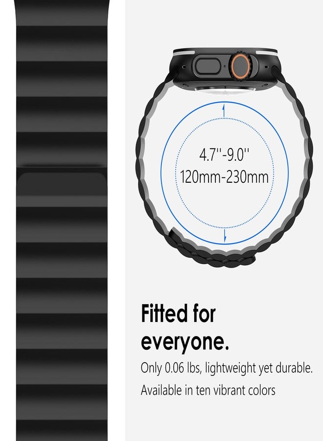 Fullife Silicone Magnetic Band Compatible with Apple Watch Ultra 3/2/1 Band 49mm for Men Women, Sport Solo Loop for Apple Watch Series 11/10 46mm, 9/8/7 45mm, SE3/6/5/4 44mm, 3/2/1 42mm Contrast Color - Image 3