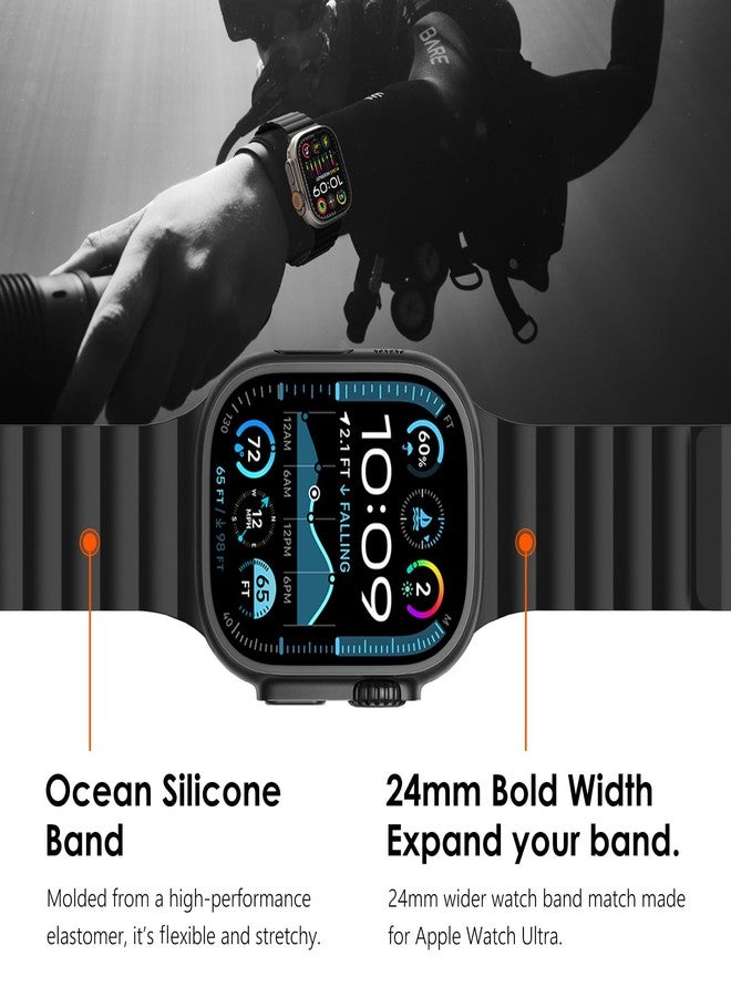 Fullife Silicone Magnetic Band Compatible with Apple Watch Ultra 3/2/1 Band 49mm for Men Women, Sport Solo Loop for Apple Watch Series 11/10 46mm, 9/8/7 45mm, SE3/6/5/4 44mm, 3/2/1 42mm Contrast Color - Image 5