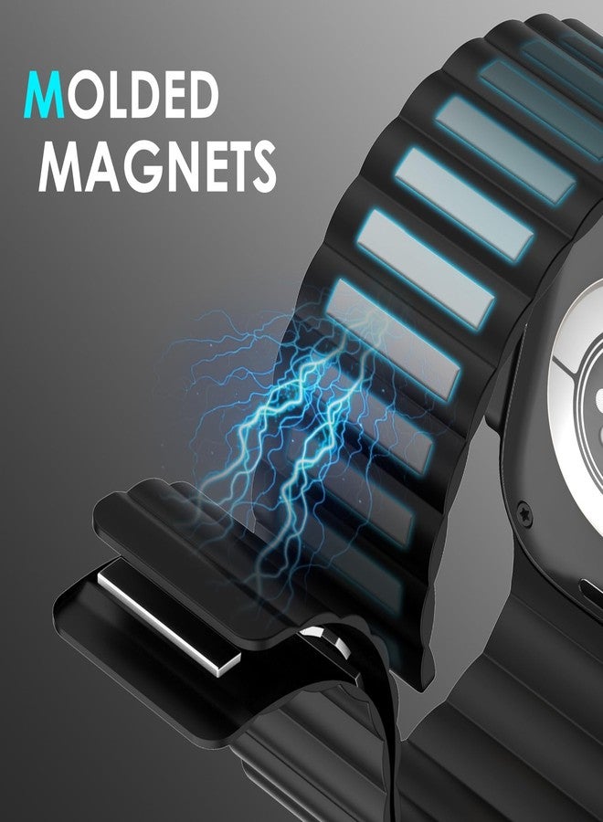 Fullife Silicone Magnetic Band Compatible with Apple Watch Ultra 3/2/1 Band 49mm for Men Women, Sport Solo Loop for Apple Watch Series 11/10 46mm, 9/8/7 45mm, SE3/6/5/4 44mm, 3/2/1 42mm Contrast Color - Image 4