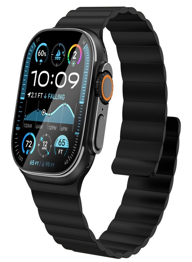 Fullife Silicone Magnetic Band Compatible with Apple Watch Ultra 3/2/1 Band 49mm for Men Women, Sport Solo Loop for Apple Watch Series 11/10 46mm, 9/8/7 45mm, SE3/6/5/4 44mm, 3/2/1 42mm Contrast Color - Image 1