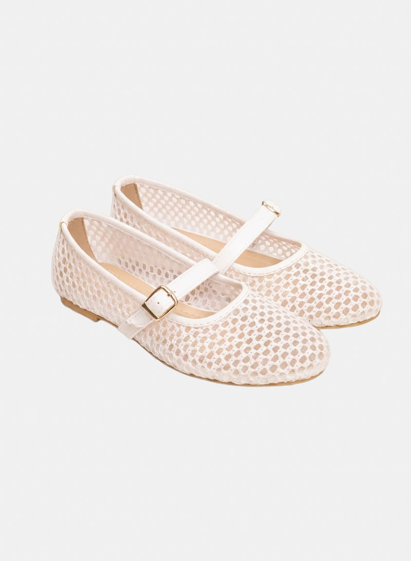 Ballerina-Mesh Strap Ballet Flats