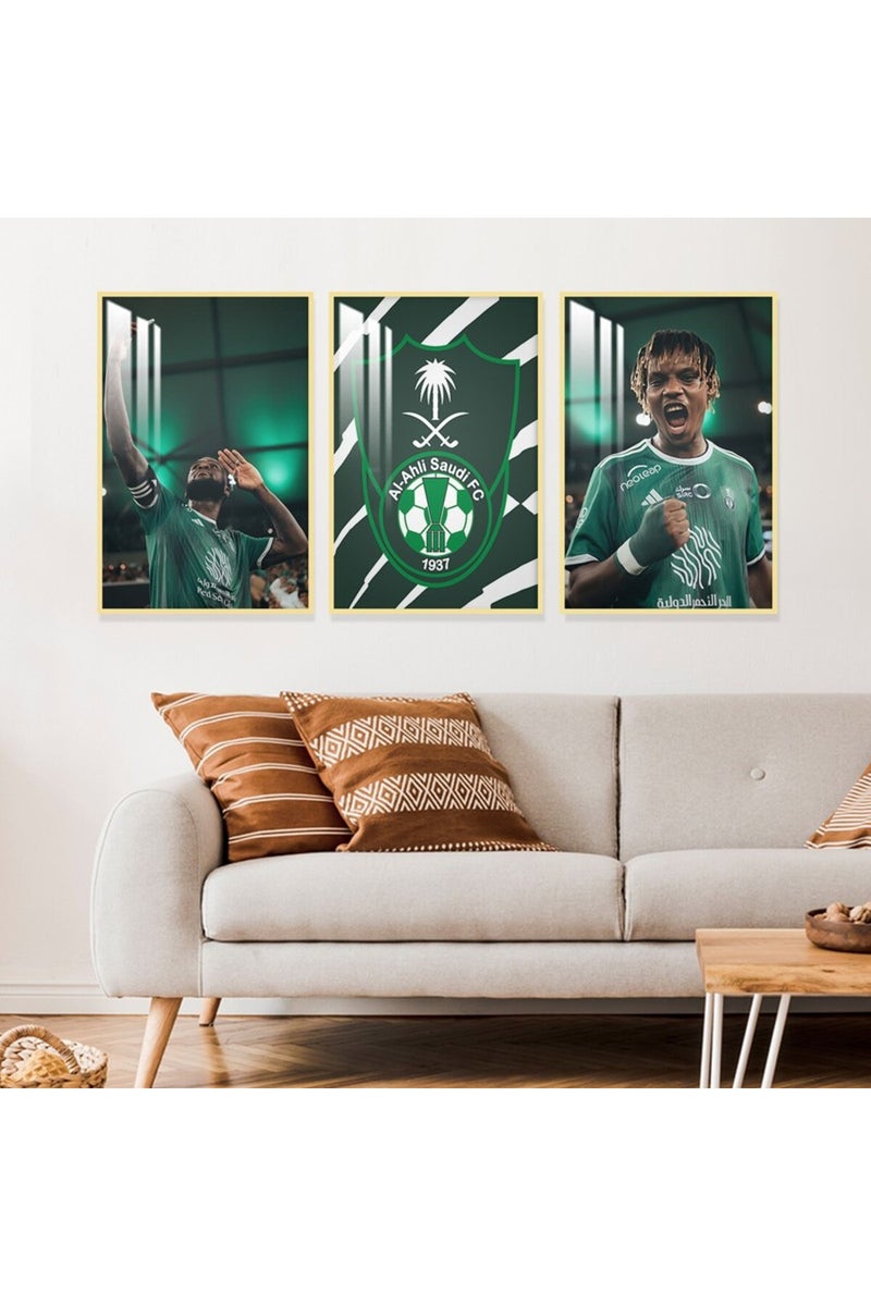 Marktna Three wooden wall painting with a sports design for Al-Ahly Club, with a frame and a clear acrylic layer. - Image 1